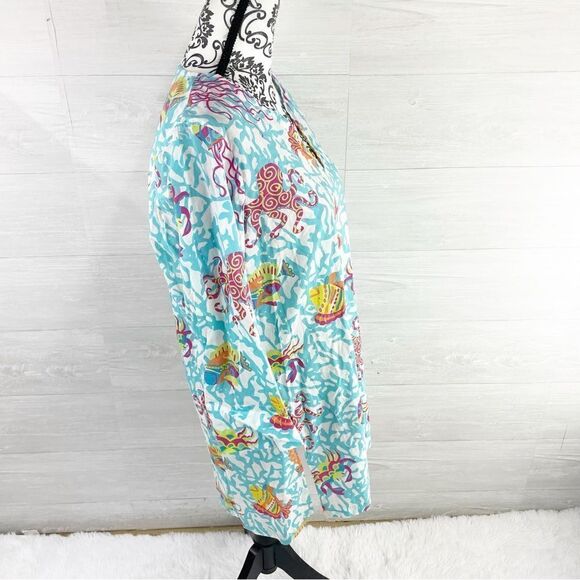 Gretchen Scott Aquatic Life Notched Neck Tunic Top Dress - Picture 3 of 7